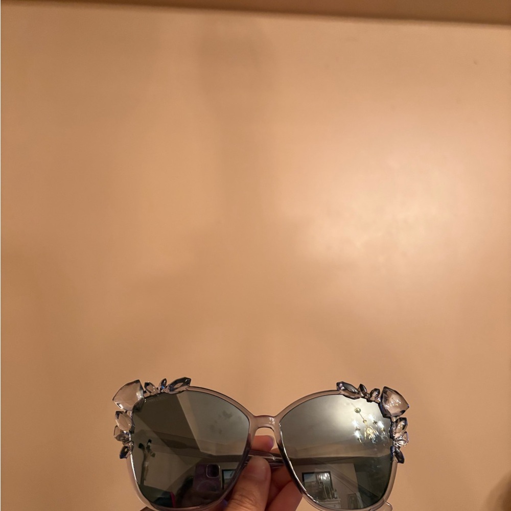 JIMMY CHOO Crystal-Embellished Women's Sunglasses - Clear Frame, Gray Lenses